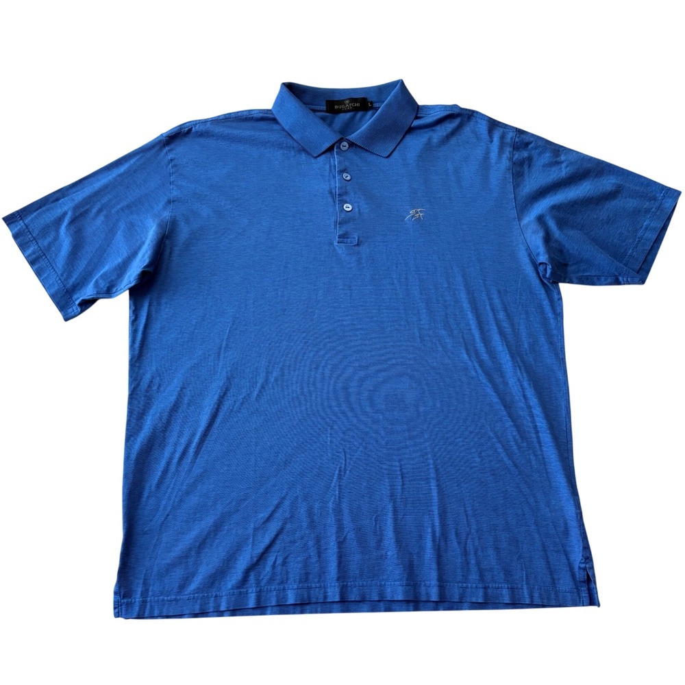 Bugatchi Promontory Club Park City UT Teal Striped Egyptian Cotton Polo Mens L